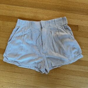Beige and white gingham shorts with zipper and button closure from Z Supply.